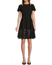 Load image into Gallery viewer, FOCUS BY SHANI - Laser Cut Trim Fit &amp; Flare Dress