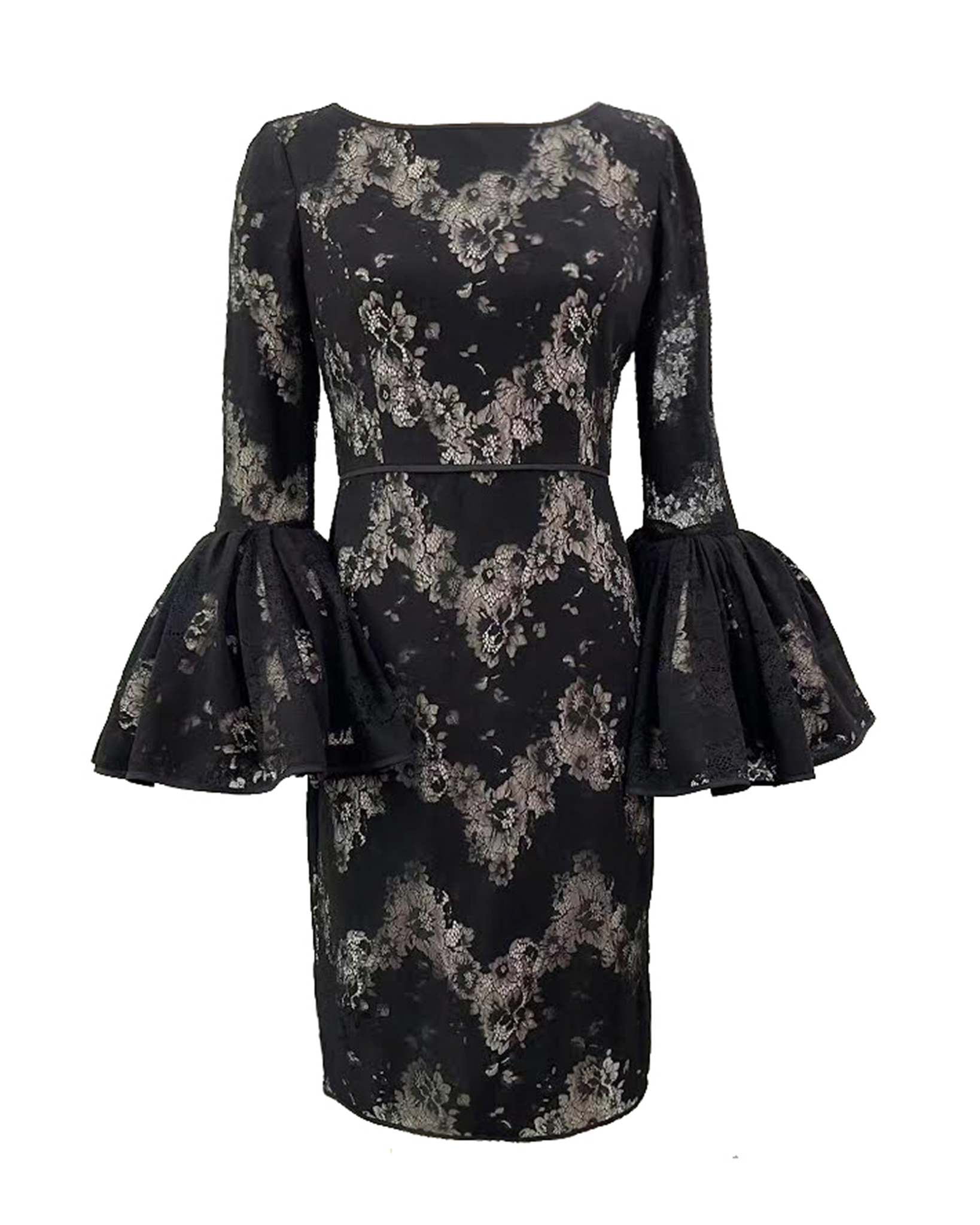 chevron lace dress Shani Collection Bell-Sleeve Chevron Lace Dress Size 16