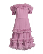Load image into Gallery viewer, Tiered Ruffle and Feather Dress