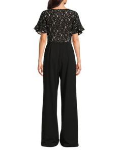 FOCUS by Shani — Lace Flutter Sleeve Keyhole Jumpsuit