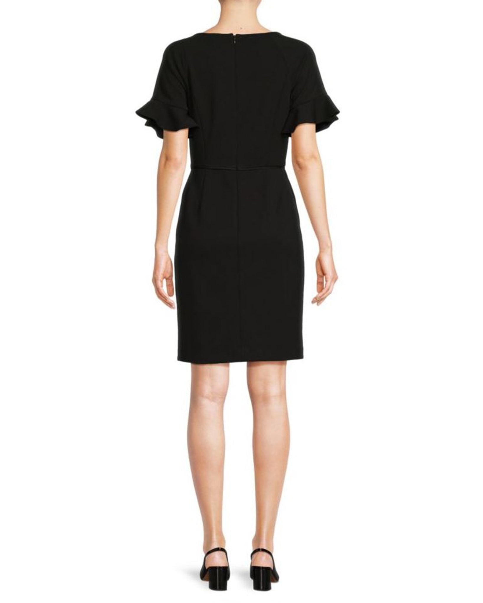 FOCUS by Shani Flutter Sleeve Keyhole Dress in Black FOCUS by Shani Flutter Sleeve Keyhole Dress in Black