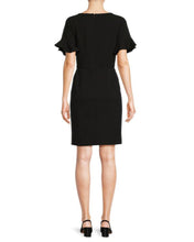 Load image into Gallery viewer, FOCUS by SHANI - Flutter Sleeve Sheath Dress in Black