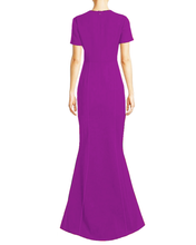 Load image into Gallery viewer, Bow Detail Crepe Gown in Fuchsia