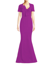 Load image into Gallery viewer, Bow Detail Crepe Gown in Fuchsia