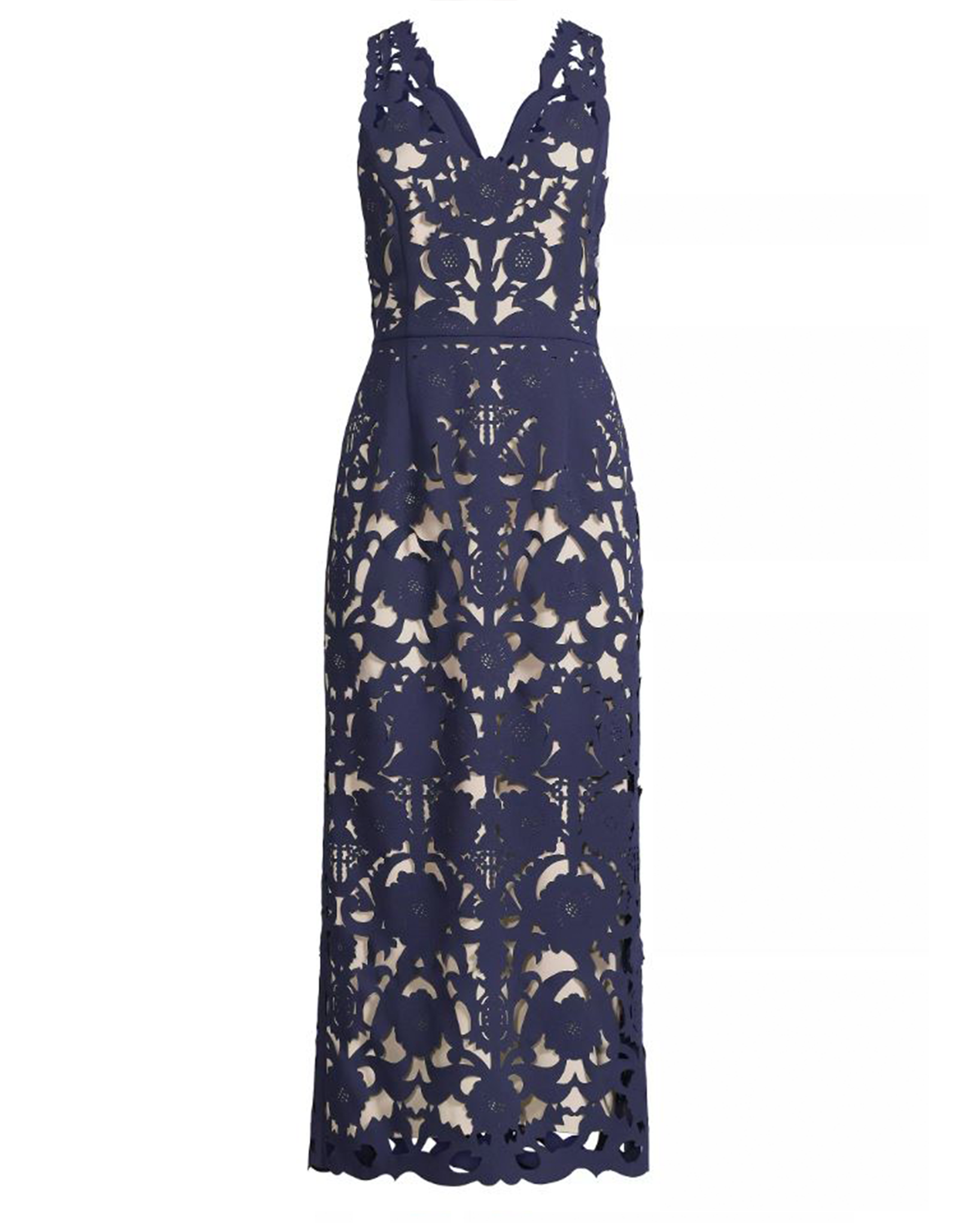 laser cut midi dress ARRANGE textured laser cut midi dress with split in green