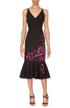 Load image into Gallery viewer, WHITE TIE by Shani - Sleeveless Laser Cutting Dress with Flounce - Black/Nude