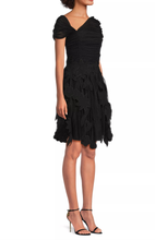 Load image into Gallery viewer, Crepe Dress with Laser Cut and Tulle Detail Black