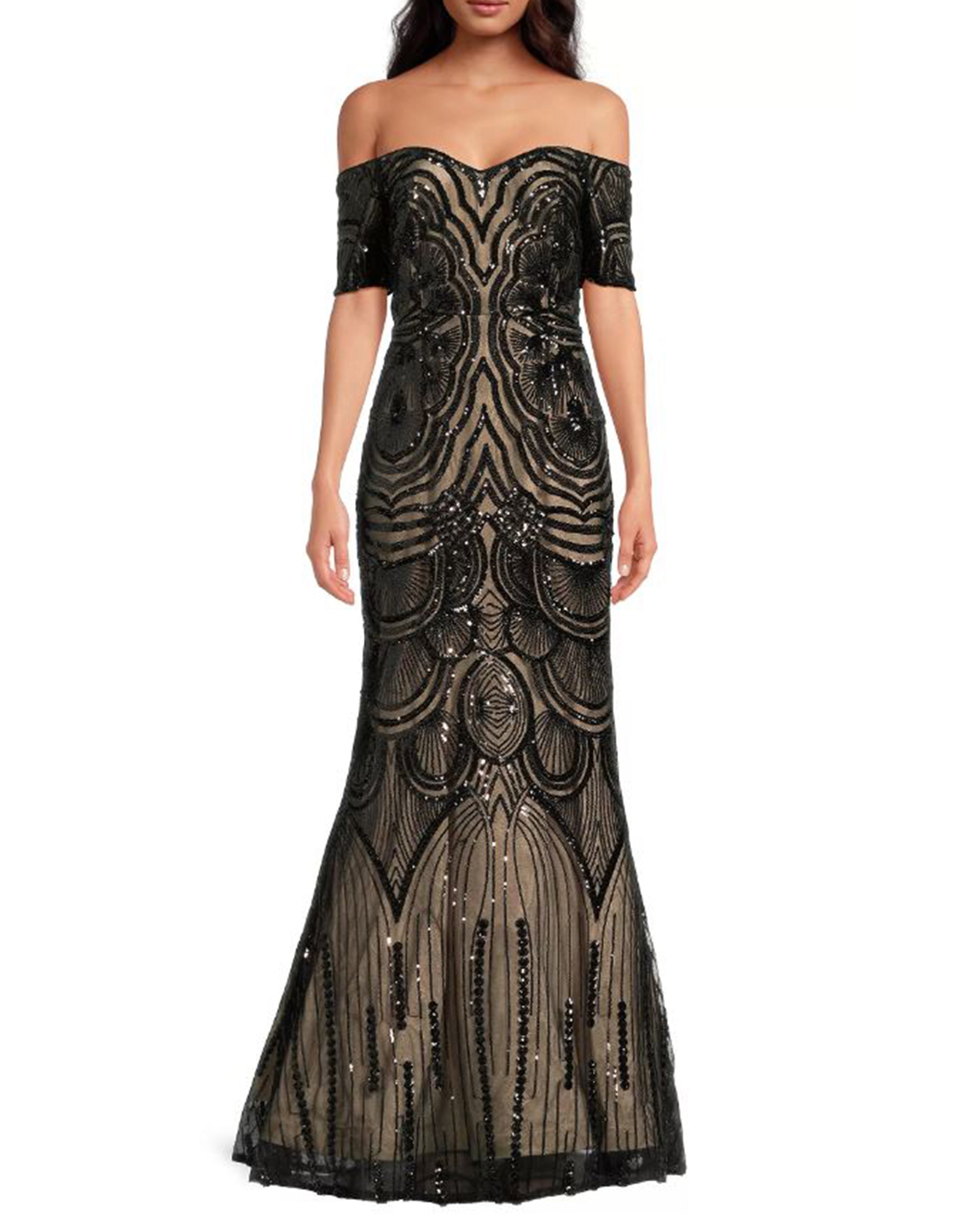 Shani Collection Off the Shoulder Beaded Fit and Flare Gown Size 10 Shani Collection Off the Shoulder Beaded Fit and Flare Gown Size 10