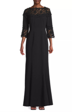 Load image into Gallery viewer, Beaded Lace Yoke Gown in Black