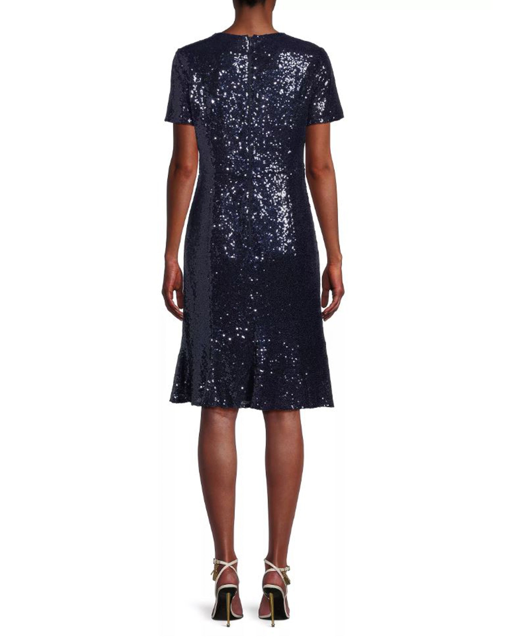 Shani Collection V-Neck Sequin Fit and Flare Dress in Navy Size 6 Shani Collection V-Neck Sequin Fit and Flare Dress in Navy Size 6