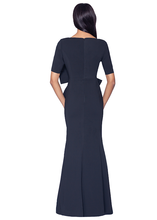 Load image into Gallery viewer, V-Neck Gown with Dramatic Bow and Crystal Detail