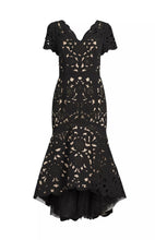 Load image into Gallery viewer, Floral Crepe Laser-Cut Midi Hi-Lo Dress