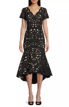 Load image into Gallery viewer, Floral Crepe Laser-Cut Midi Hi-Lo Dress