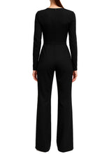 Load image into Gallery viewer, FOCUS by SHANI - Gold Bow Trim Jumpsuit