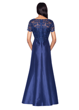 Load image into Gallery viewer, V-Neck Embroidered Mikado Gown with Pockets