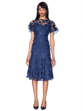 Load image into Gallery viewer, White Tie by Shani - Midi Embroidered Dress with Flounce