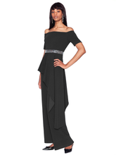 Load image into Gallery viewer, White Tie by Shani - Off The Shoulder Peplum Jumpsuit