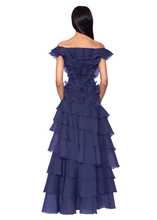 Load image into Gallery viewer, Tiered Ruffle Gown in Navy