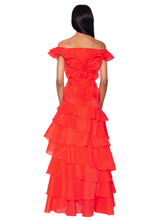 Load image into Gallery viewer, Tiered Ruffle Gown in Red