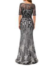 Load image into Gallery viewer, Ombre V-Neck Embroidered Gown
