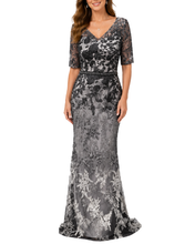 Load image into Gallery viewer, Ombre V-Neck Embroidered Gown