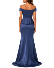 Load image into Gallery viewer, Off The Shoulder Embroidered Gown with Peplum