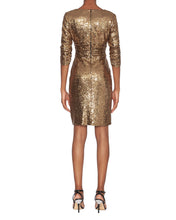 Load image into Gallery viewer, FOCUS by SHANI - Surplice Sequin Dress in Gold