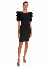 Load image into Gallery viewer, Dramatic Rosette Crepe Sheath Dress