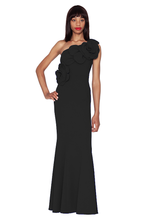 Load image into Gallery viewer, White Tie by Shani - One Shoulder Floral Scuba Crepe Gown
