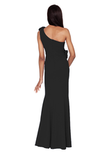 Load image into Gallery viewer, White Tie by Shani - One Shoulder Floral Scuba Crepe Gown