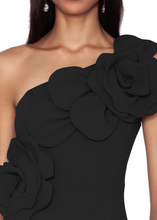 Load image into Gallery viewer, White Tie by Shani - One Shoulder Floral Scuba Crepe Gown