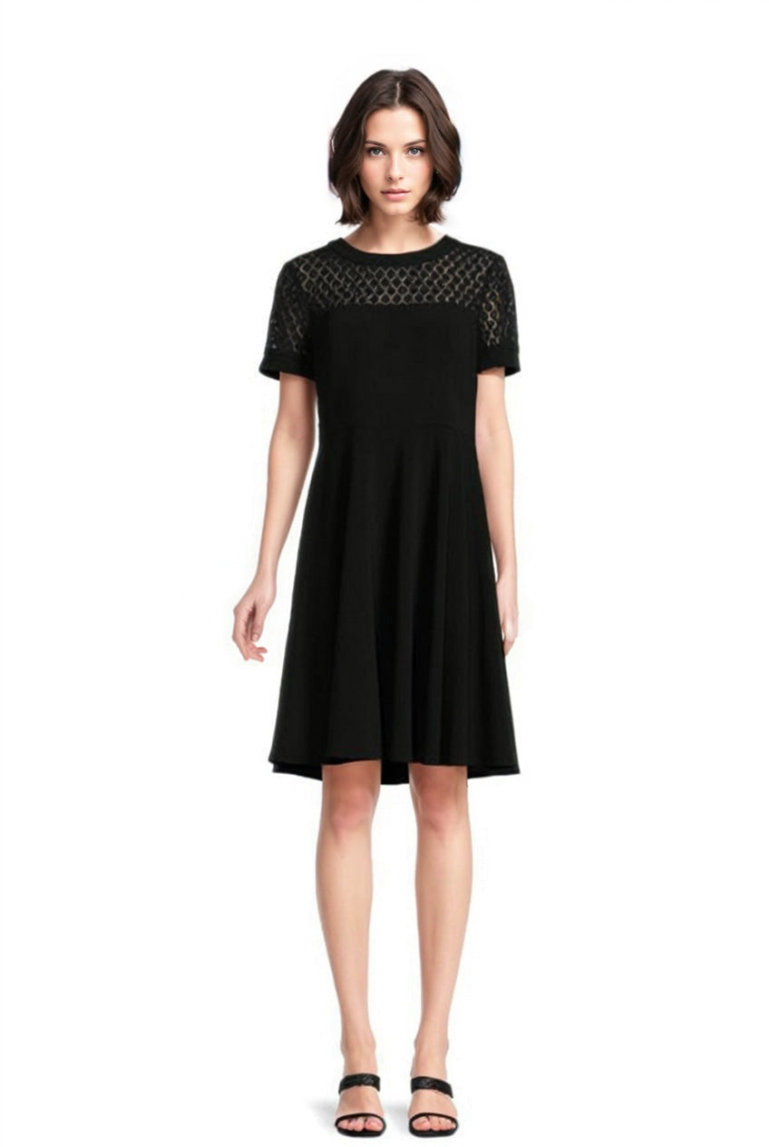 FOCUS by Shani Crepe Fit & Flare Dress in Black FOCUS by Shani Crepe Fit & Flare Dress in Black