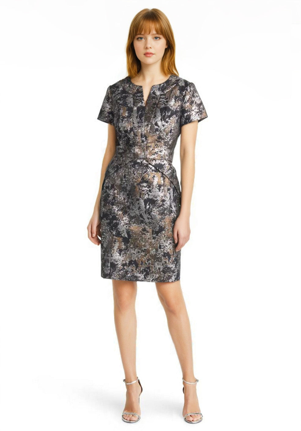 Shani Women's Jacquard Sheath Dress - Black Gold - Size 16 Shani Women's Jacquard Sheath Dress - Black Gold - Size 16