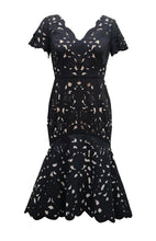 Load image into Gallery viewer, PRE-ORDER - Floral Crepe Laser-Cut Midi Hi-Lo Dress