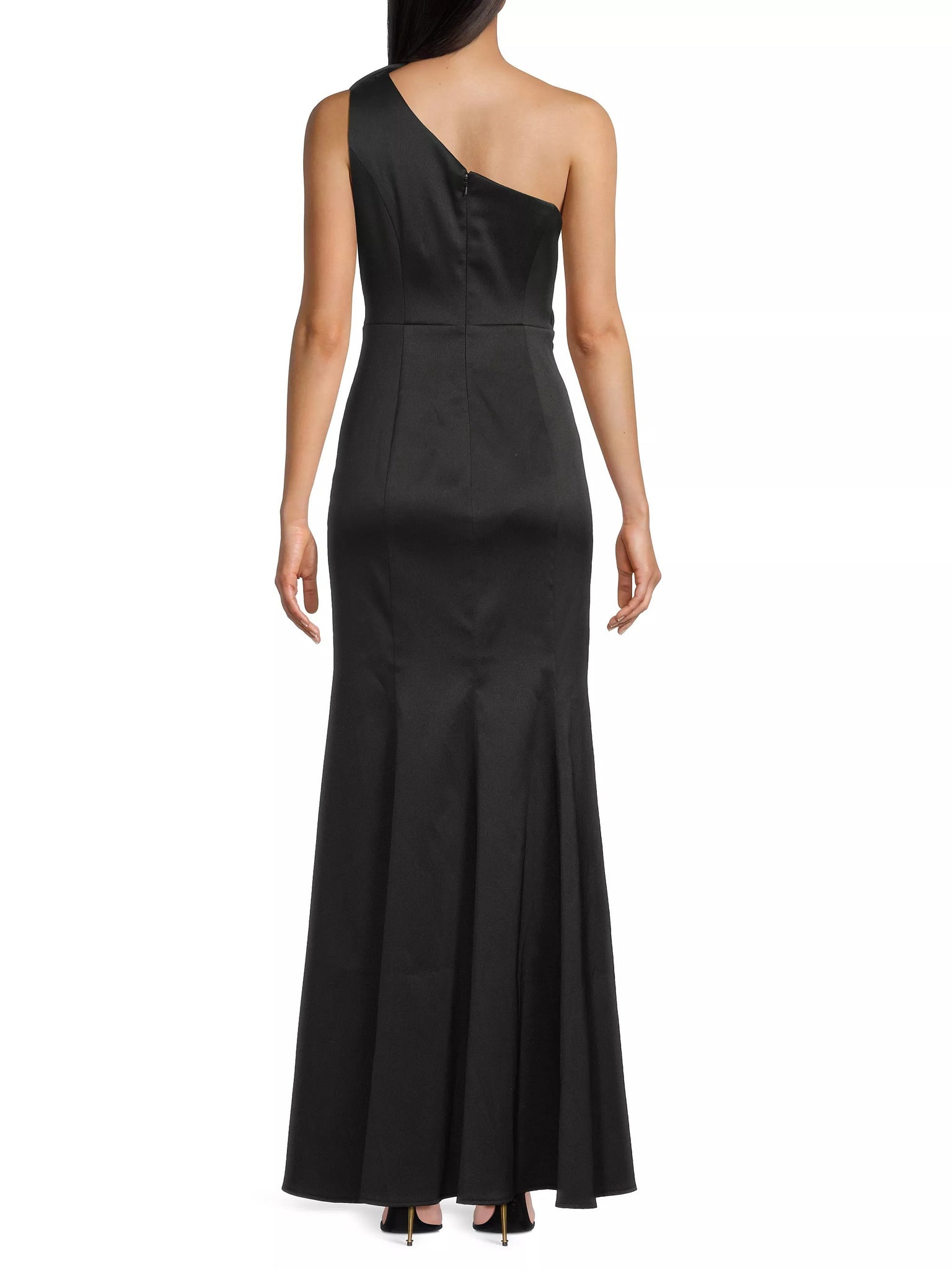 Buy Online One-Shoulder Floral Appliqu Crepe Gown in Black for Women | Shani Collection Buy Online One-Shoulder Floral Appliqu Crepe Gown in Black for Women | Shani Collection