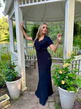 Load image into Gallery viewer, Bow Detail Crepe Gown in Navy