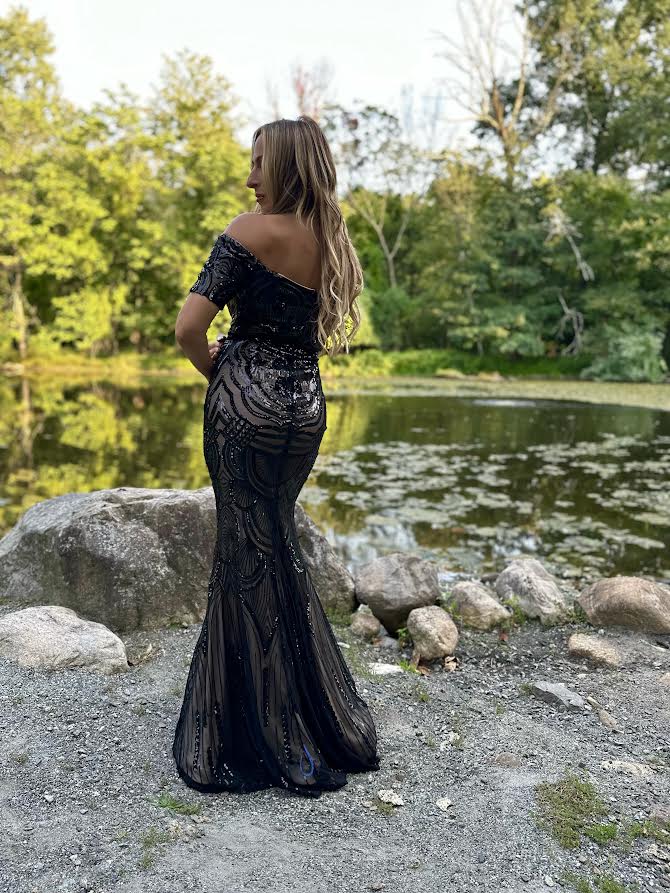 Buy Online Off the Shoulder Beaded Fit and Flare Gown for Women | Shani Collection Buy Online Off the Shoulder Beaded Fit and Flare Gown for Women | Shani Collection