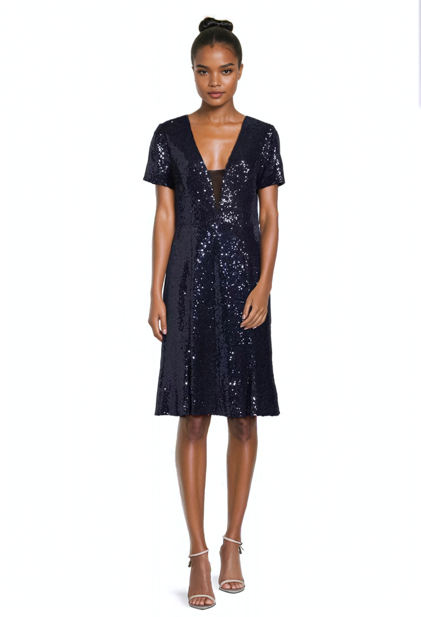 Shani Collection V-Neck Sequin Fit and Flare Dress in Navy Size 16 Shani Collection V-Neck Sequin Fit and Flare Dress in Navy Size 16