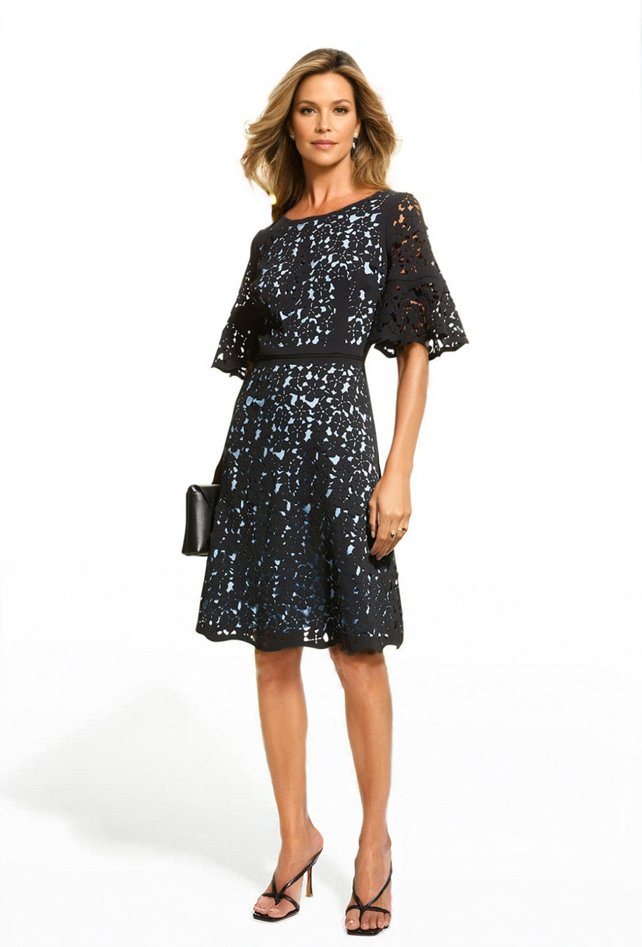 Shani Women's Crepe Fit-&-Flare Dress - Black Blue