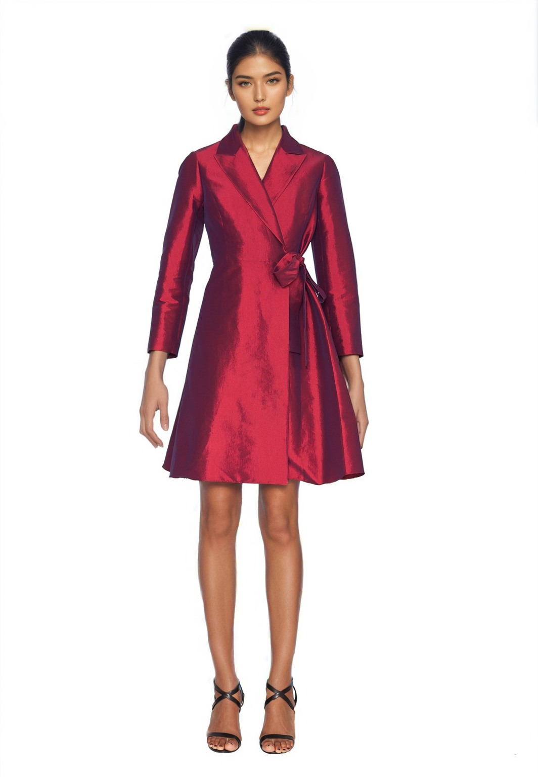 wine satin wrap dress Wine Satin Dress - Mock Neck Maxi Dress - Sleeveless Dress
