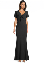 Load image into Gallery viewer, Bow Detail Crepe Gown in Black