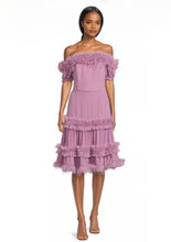 Load image into Gallery viewer, Tiered Ruffle and Feather Dress