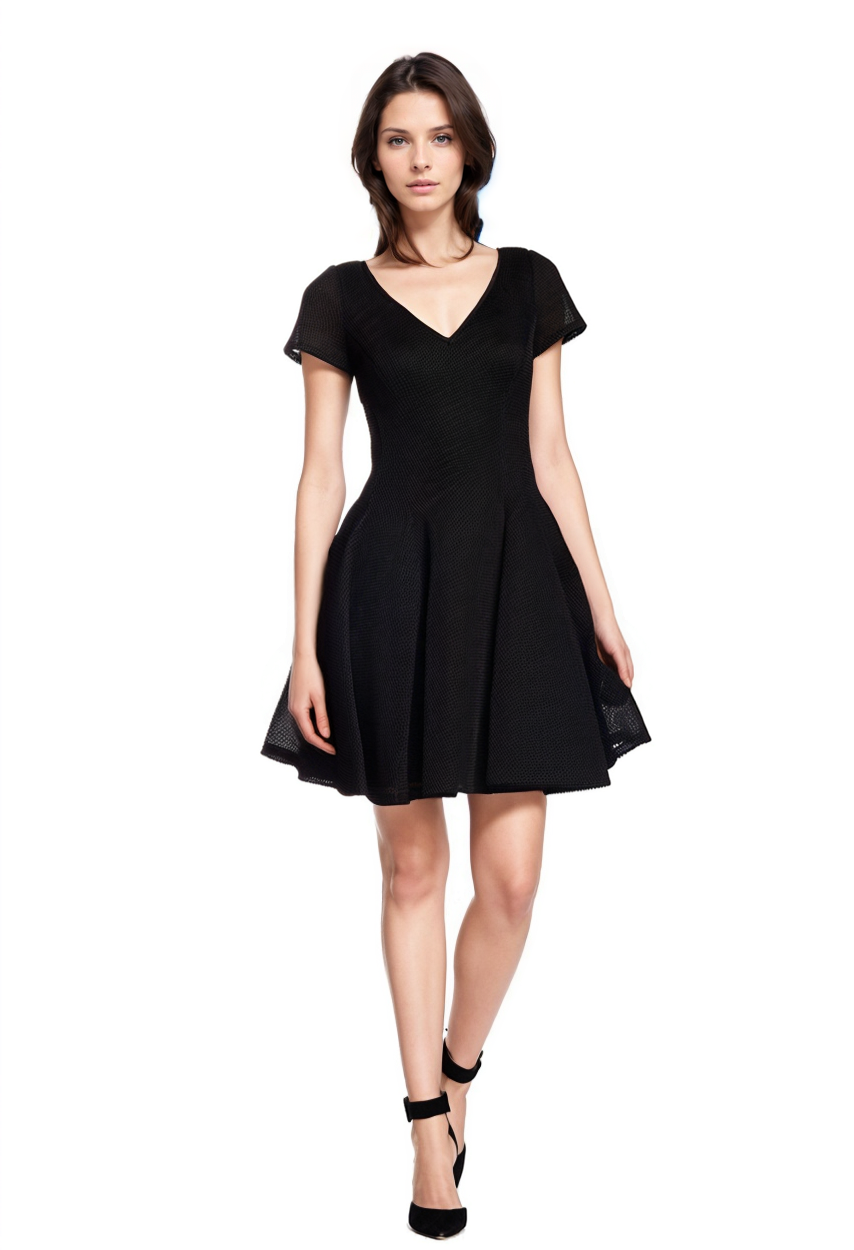 Focus by Shani - Fit and Flare Novelty Honeycomb Dress