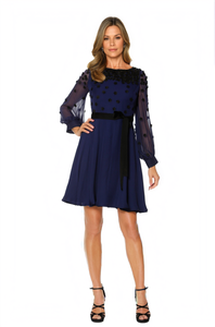 Buy Online Appliqu Georgette Fit & Flare Dress for Women | Shani Collection Buy Online Appliqu Georgette Fit & Flare Dress for Women | Shani Collection