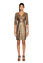 Load image into Gallery viewer, FOCUS by SHANI - Surplice Sequin Dress in Gold