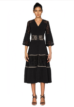 Load image into Gallery viewer, FOCUS by Shani — V-Neck Woven Shirt Dress with Lace Insets