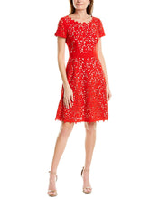 Load image into Gallery viewer, FOCUS by Shani - Laser Cutting Fit and Flare Dress - RED