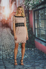 Load image into Gallery viewer, Colorblocking Lace Dress in Champagne