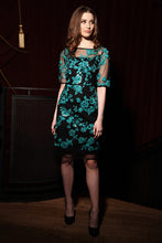 Load image into Gallery viewer, Embroidery Illusion Dress in Black/Teal