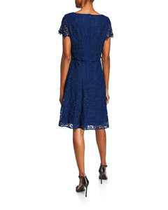 Fit and Flare Popover Lace Dress Blue - 2